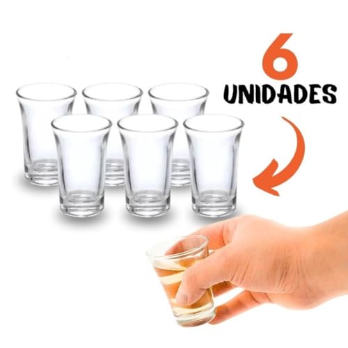 Kit 6 Copos de Vidro Shot 50ml Premium – Dose Cachaça, Tequila, Vodka – Copo Resistente FBK Qualidade