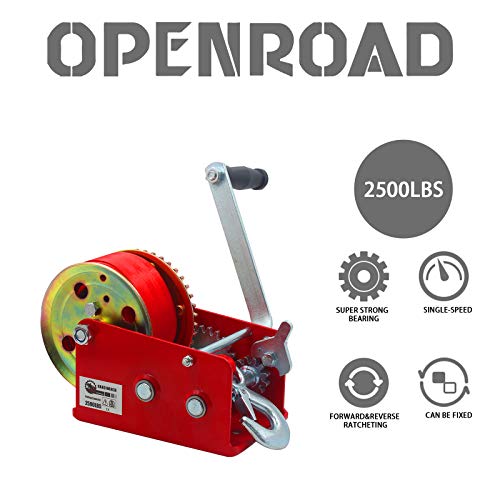 OPENROAD Boat Winch 2500lbs Hand Winch, with 32ft Red Strap and 2 Speed switchable, for Boat Trailer Towing Winch… - Image 2