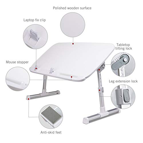 image for Laptop Desk for Bed, TaoTronics Foldable Lap Desks, Bed Desk Height Ad