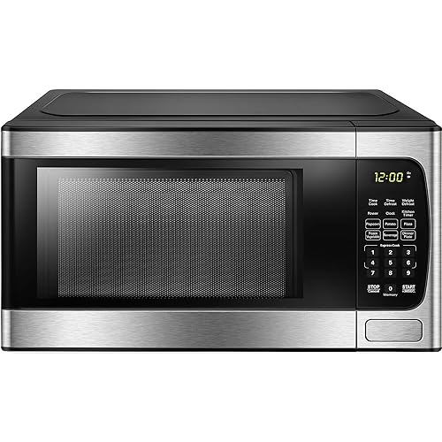 Danby DBMW0924BBS 0.9 Cu.Ft. CounterTop Microwave In Black Stainless Steel - 900 Watts, Small Microwave With Push Button Door