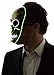 NEON NIGHTLIFE Light Up Skull Mask, Scary Skeleton Death Mask, Halloween LED Grim Reaper Costume, Green & White