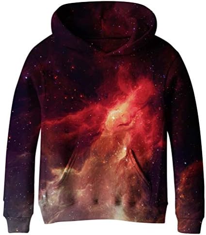 Euro Sky Boys Girls Kids Blue Galaxy Pockets Sweatshirts Hooded Hoodies