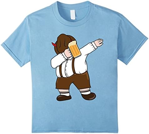 Kids Lederhosen Dabbing German T-Shirt Funny Oktoberfest Shirt 10 Baby Blue