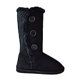 New Girl's Warm Tall Mid Calf 3 Buttons Faux Sheepskin Fur Kids Shoes Boots