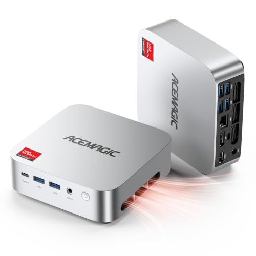 ACEMAGICIAN K1 Mini PC, AMD Ryzen R2544 (Higher Than 3500U/N150/N95, Up to 3.7GHz), 8GB DDR4 256GB SSD Mini Desktop Computer, AMD Radeon Graphics Card, 4K@60Hz Triple Display/Win11 Pro/WiFi 5/BT4.2