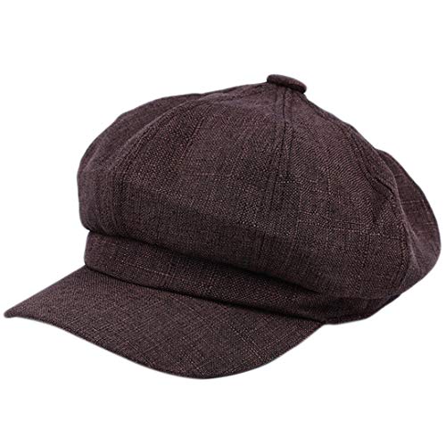 lehao Retro Newsboy Hat Octagonal Cap Autumn Winter Unique Theatrical Painter Cap Beret Tide for Women,Brown