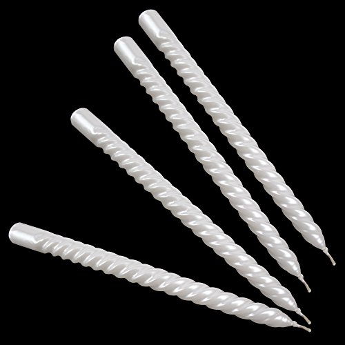 TBW 4 Pcs White Twist Taper Candle, Spiral Taper Candle, Taper Twisted Dinner Dining Table Wedding Spiral Long Candles Wax