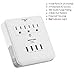 BESTTEN USB Outlet Surge Protector, 4 USB (Max 4.2A) Charging Ports and 3 AC Electrical Sockets, Wall Mount Multi Outlet Extender with 2 Slide Out Phone Holders, ETL Certified, White
