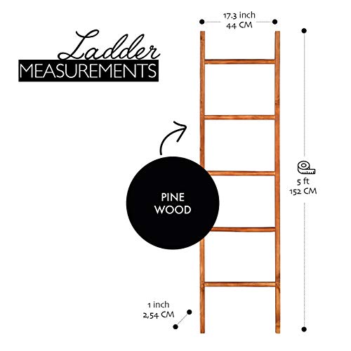Blanket Ladders for The Living Room, 5 ft Ladder Blanket Holder, White