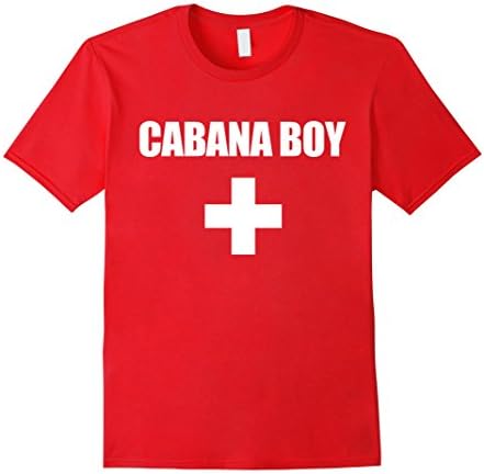 Mens Lifeguard Cabana Boy Funny Red White Official Swim Shirt Small Red