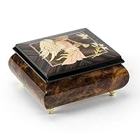 MusicBoxAttic The Wood Inlay Design Features an Angel Playing A Horn/Duduk - Over 400 Song Choices - Yellow Bird (Bergman)