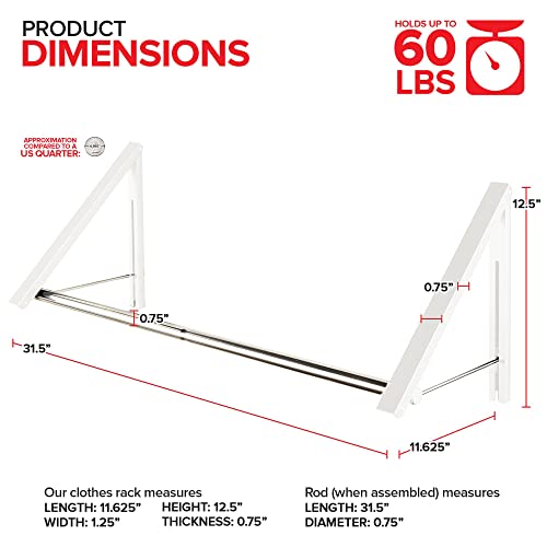 Double Foldable Clothing Rack w/Extension Rod, WallMounted Retractable