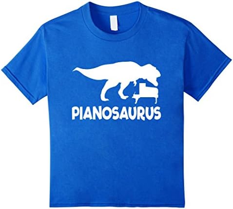 Kids Funny Piano Dinosaur T-Shirt Gift (Piano Shirt) 6 Royal Blue