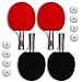 Keser Sports 5-Star Ping Pong Paddle Set – 4 Player Racket Set Bundle with 8 Professional ABS Balls and Portable Storage Bag Included. Advanced Spin, Speed and Control for Indoor/Outdoor Table Tennis