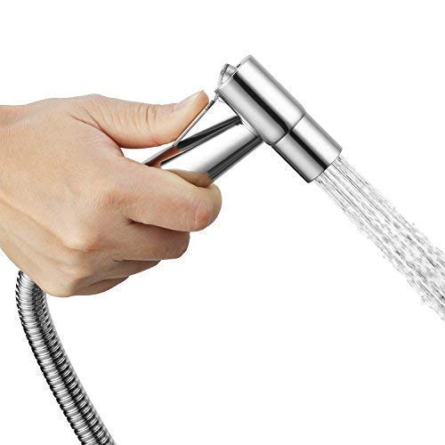 Premium Stainless Steel Handheld Bidet Sprayer for Toilet & Cloth Diaper Sprayer Set with Leak Proof Extra Long Hose- Cleaning & Personal Hygiene Spray- Bathroom Hand Held Bidet Shattaf Kit, by Bixfe