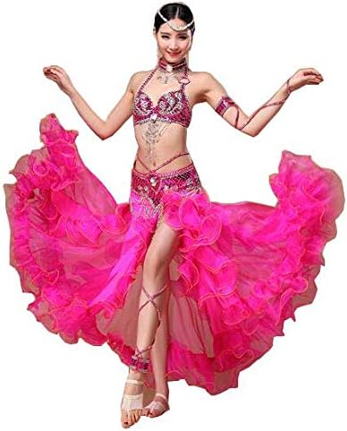 Huaishu New Belly Dance Performance Clothing Ladies Handmade Beaded Bra Set Belly Dance Costume