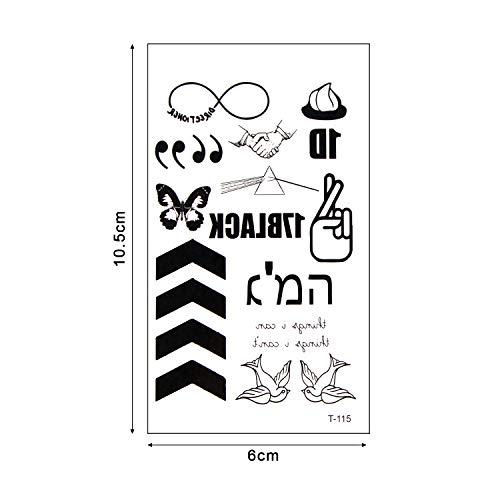 32 Sheets Waterproof Black Tiny Temporary Tattoo Metallic Gold Silver Fake Tattoo Sticker for Body Hand Neck Wrist Art Fashion