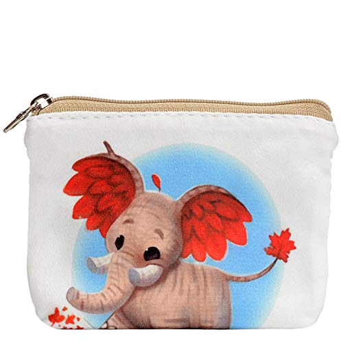 Women and Girls Cute Fashion Coin Purse Wallet Bag Change Pouch Key Holder (Maple Leaf Elephant)