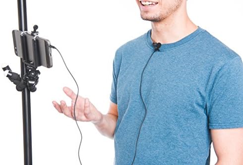 Deluxe Hustle Mini Flexible Tripod w/Phone Mount – With Sponge Legs – Can Hold Any Smartphone – Usable as a Selfie Stick - Includes a Lavalier Lapel Mic (Black)