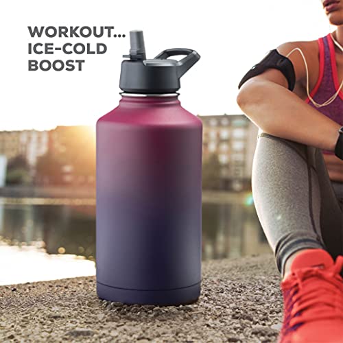 TripleInsulated Stainless Steel Water Bottle with Straw Lid FlipTop