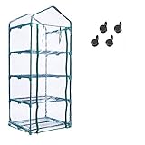 Worth Mini Ourdoors Indoor Greenhouse, 4 Tier 4 Shelf and PVC Cover Green House with Wheels, Plant Tower for Growing Seeds, Seedlings, Tending Potted Plants