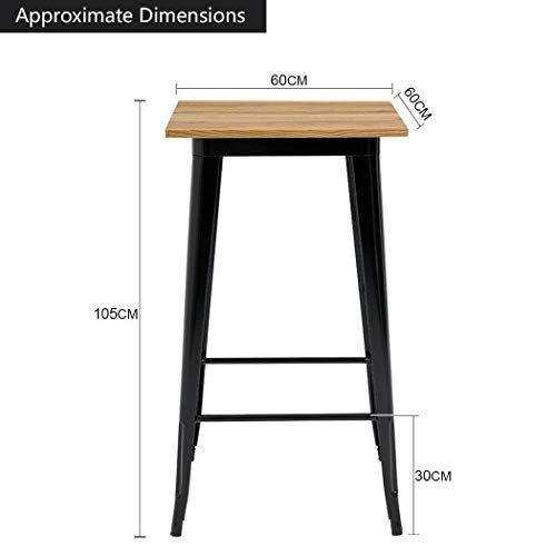 Kosoree Bartisch Stehtisch Metall Schwarz Tischplatte Holz Industry Design Bistrotisch – Bild 3