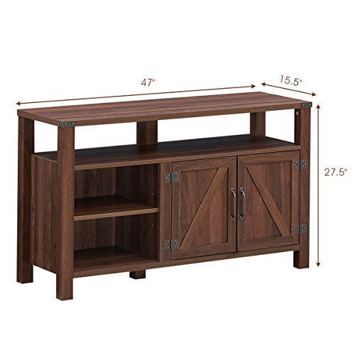 Tangkula-Farmhouse-Wooden-TV-Stand-for-TVs-up-to-55-Inches-Flat-Screen-TV-Console-Table-Cabinet-wBarn-Door-Adjustable-Shelves-Universal-Entertainment-Center-for-Living-Room-Bedroom-Walnut