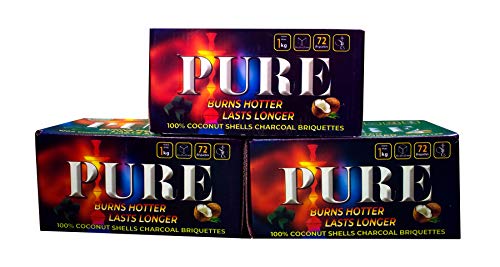 Pure Premium Choice 100% Coconut Shell Charcoal Briquettes for Hookah| Eco-Friendly Chemical Free Charcoal | 1 KG Box Contains 72 Cube Shaped Briquettes | Clean Burning & Long Lasting with Minimal Ash - Thumbnail 6