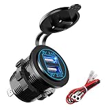 YONHAN 24W Dual USB Charger Socket Power Outlet 2.4A & 2.4A (4.8A) with Wire Fuse DIY Kit for 12V/24V Car Boat Marine Motorcycle Golf Cart and More