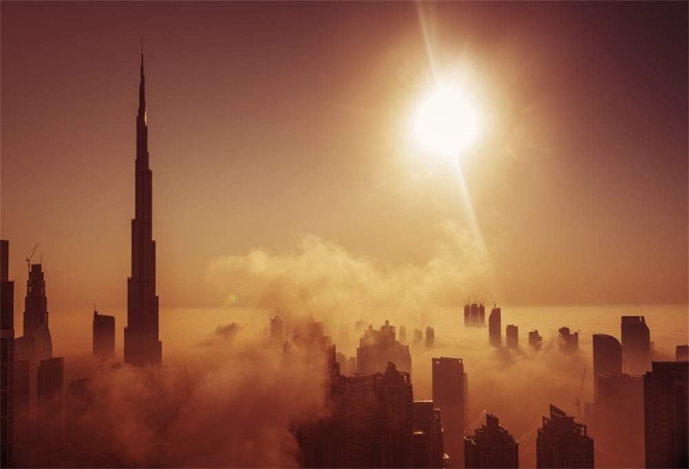 Baocicco 7x5ft Burj Dubai Backdrop Burj Khalifa Backdrop Wedding Anniversary Backdrop Honeymoon Backdrop Dubai Towers Backdrop Burj Tower Backdrop Burj Khalifa Tower Backdrop Polyester Photo Props