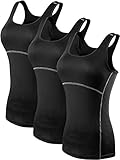Neleus Women's 3 Pack Dry Fit Compression Long Tank Top,3 Pack:Black,X-Large