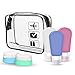 Lermende Portable Soft Silicone Travel Bottles Containers Set(With 3 Bottles + 2 Jars)