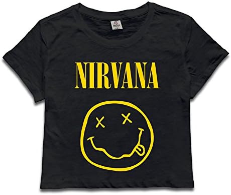 Sunny Fishhh Women's Nirvana Logo Short Sleeve Crop Top T-Shirts