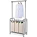 XCSOURCE Laundry Sorter with Hanging Bar Laundry Hamper Sorter Cart Laundry Trolley Laundry Cart Sorter with Rod Hanging Bar, 3 Durable Detachable Oxford Bags Metal Frame Capacity 130 L(Beige)
