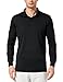 BALEAF Men's Polo Shirt Long Sleeve Golf Shirt UPF 50 Sun Protection Quick Dry for Tennis Lightweight Performance Shirt Black Size XL