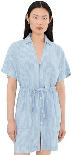 faherty breeze shirt dress Faherty Women's Breeze Shirtdress, Coastal Crisp Stripe, XS at Amazon Women's Clothing store