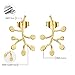 Lotus Fun S925 Sterling Silver Stud Earrings Life Branches Leaves Dangle Earring Stud for Women and Girls, Handmade Unique Jewelry (Gold)