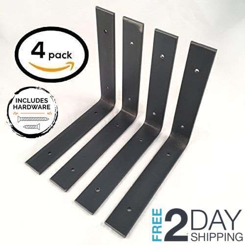 4 Pack 8"L x 8"H Angle Shelf Bracket, Iron Shelf Brackets
