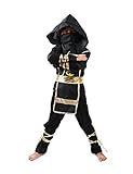 Spring fever Child Kids Boys Stealth Ninja Assassin Costume Toys Halloween Cosplay Dress-Up Set Black L for height(47.2