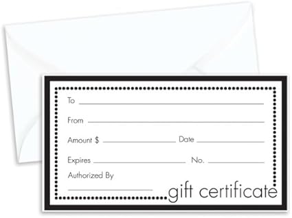 25pack Bulk Black White Blank Gift Certificates With Envelopes