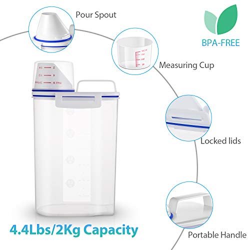 TBMax Pet Food Container for Dogs Cat Food Container with Pour Spout + Seal Buckles + BPA-Free Plastic + Airtight for Birds