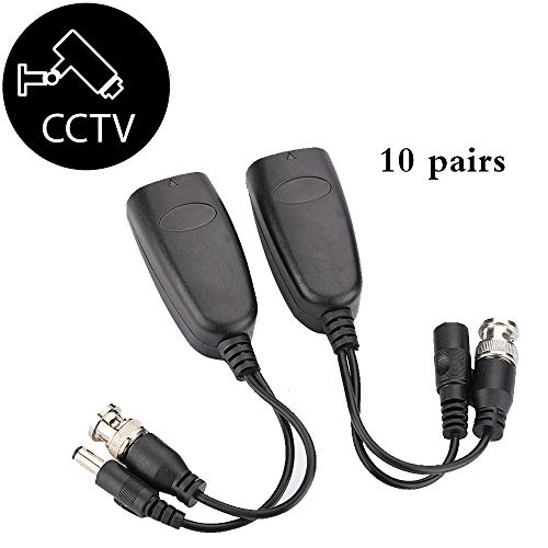 Ctronics UTP HD-CVI/TVI/AHD Passive Video Balun with Power Connector and RJ45 CAT5 Data Transmitter, Built in TVS for Surge Protection