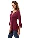 PattyBoutik Women Henley Lace Inset 3/4 Bell Sleeve Blouse (Magenta Small)