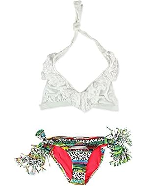 Jessica Simpson Womens Lace Ruffle Side Tie 2 Piece Bikini
