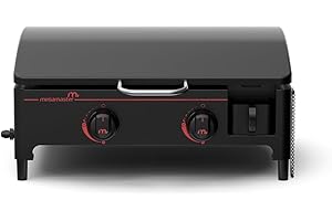 Megamaster 2-Burner Portable Gas Griddle with Built-In Lid, 18,000 BTUs, 282 SQ In Cooking Space, Small Tabletop Propane Griddle for Outdoor Cooking, Camping, BBQs, and Parties - 820-0054D