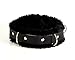 Choker Collar Leather Faux Fur Lined with Steel D Rings - comes with detachable leather leash -Great For Halloween Costume or Masquerade Party Accessory - Black