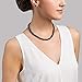 The Pearl Source 7.0-7.5mm Black Akoya Japanese Pearl Necklace for Women - 14k Gold Pearl Strand Necklace | 18in Long Pearl Necklace with Genuine Cultured Pearls