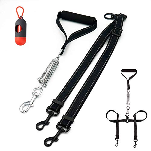 OCOOPA Adjustable Double Dog Leash, Reflective Walking Dog Leash, No Tangle Leash with Padded Handle for Walking Two Dogs