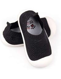 Baby First-Walking Shoes 1-4 Years Kid Shoes Trainers Toddler Infant Boys Girls Soft Sole Non Slip Cotton Mesh Breathable Lightweight Slip-on Sneakers Outdoor(Black,4 Toddler) T15