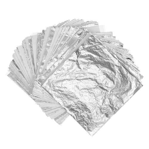 DIYEAH 100pcs Silver Gilding Foil for and Furniture Decoration Non-Edible Imitation Gold Foil for Home Decor and Artistic Projects